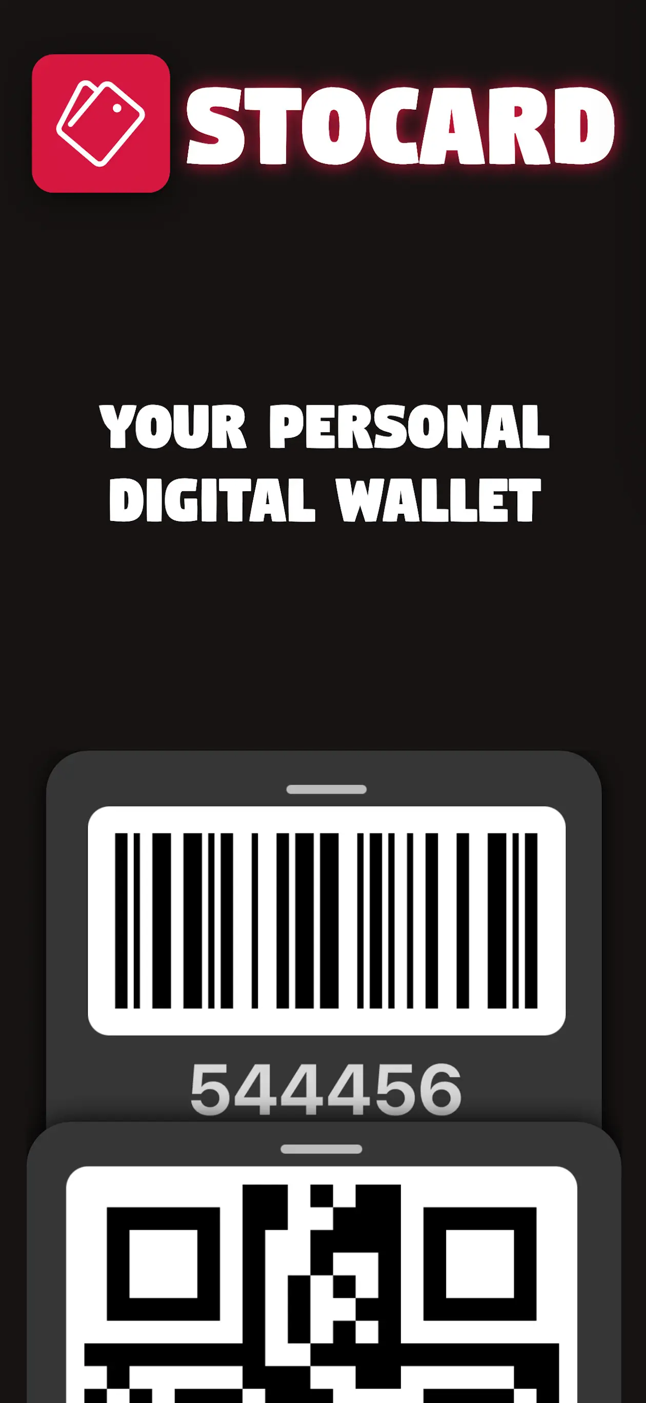 Stocard card wallet with barcode and QR store cards on a phone